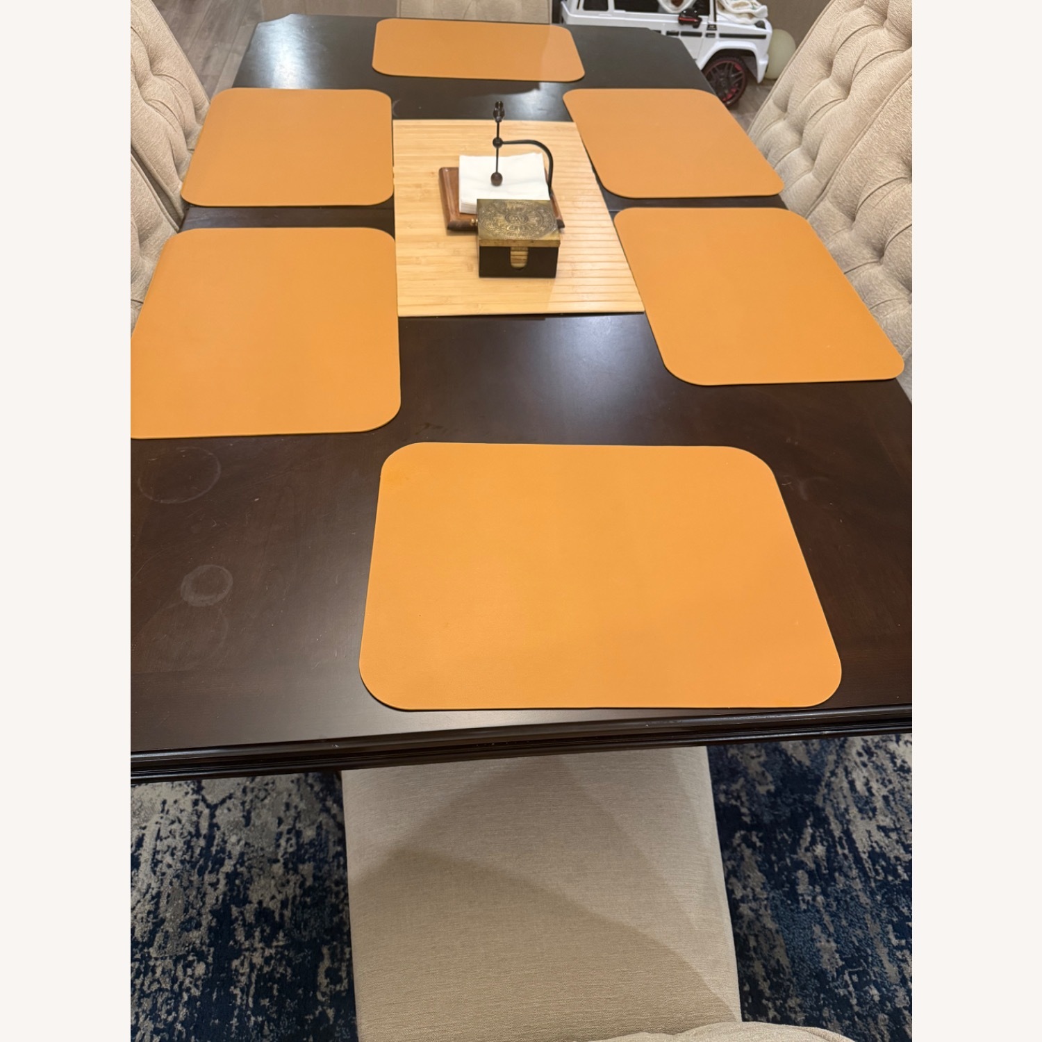 Raymour & Flanigan Dark Brown Wood Dining Table - image-6