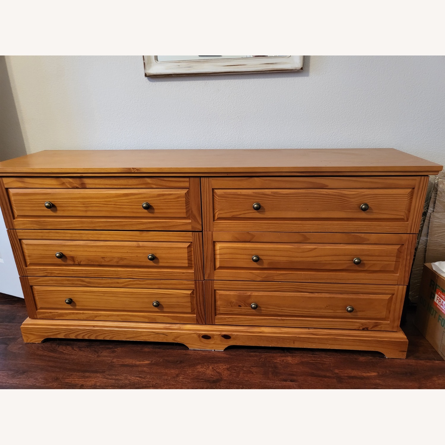 Light Brown Wood Dresser w Six Drawers - image-3