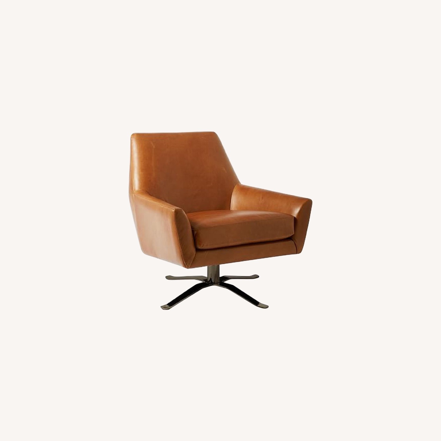 West Elm Lucas Leather Swivel Base Chair - image-3