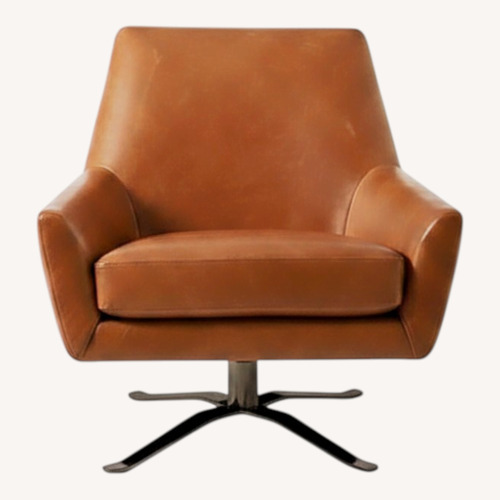 Used West Elm Lucas Leather Swivel Base Chair for sale on AptDeco