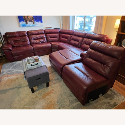 Used Quinton Red Leather 3+ Piece Sectional for sale on AptDeco