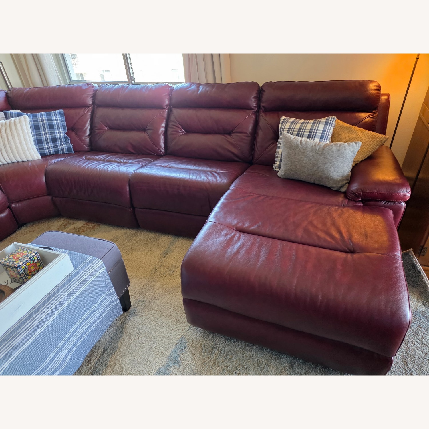 Quinton Red Leather 3+ Piece Sectional - image-14