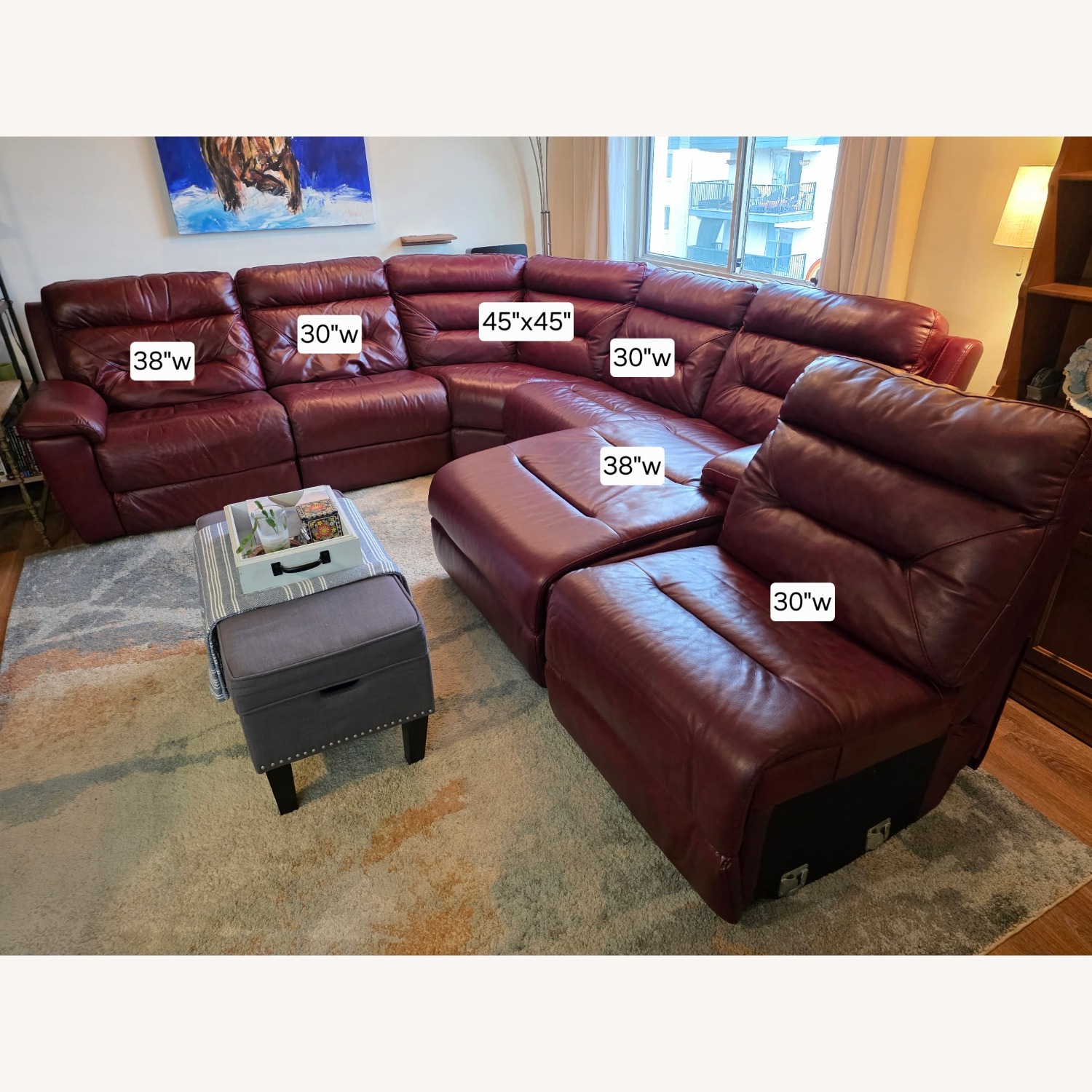 Quinton Red Leather 3+ Piece Sectional - image-2