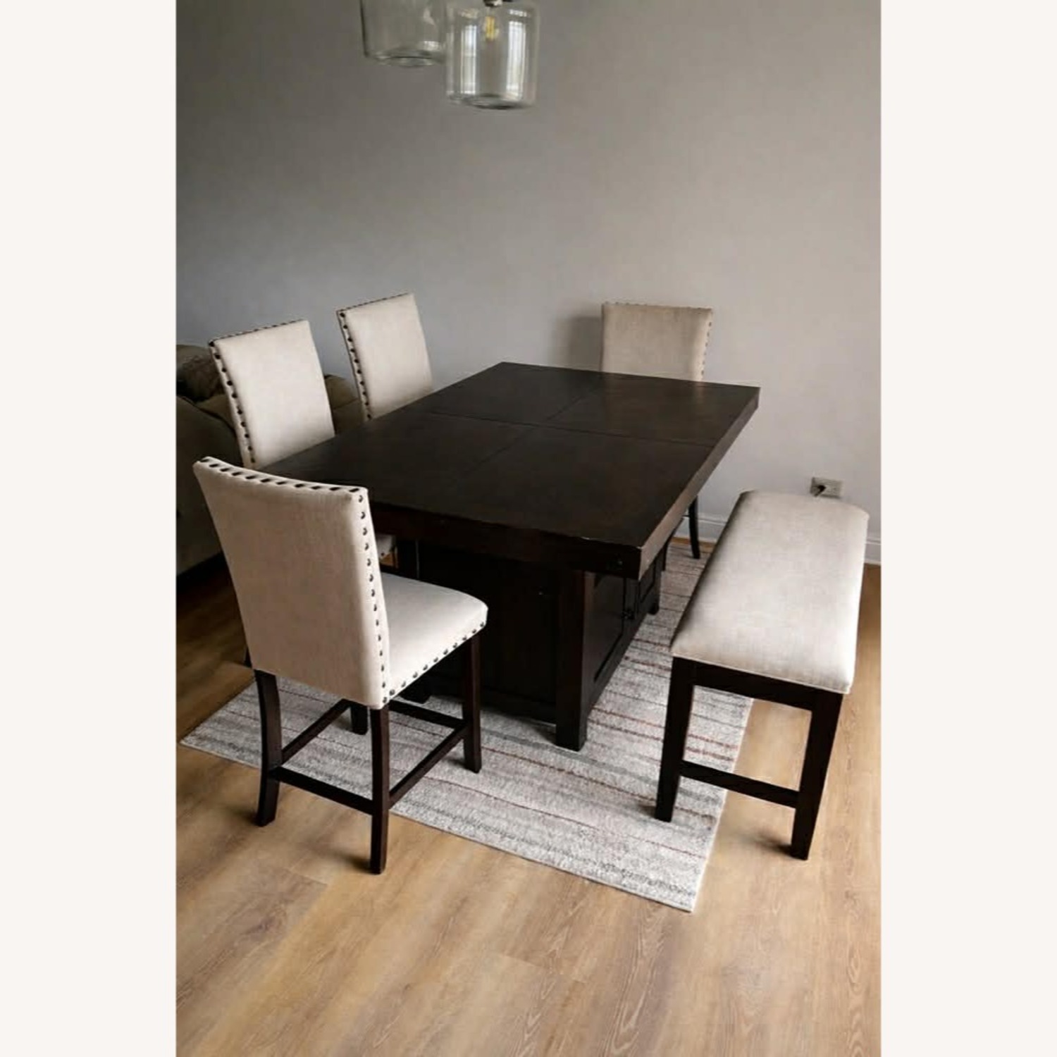 Ashley Furniture Dark Brown Wood Dining Set - image-2