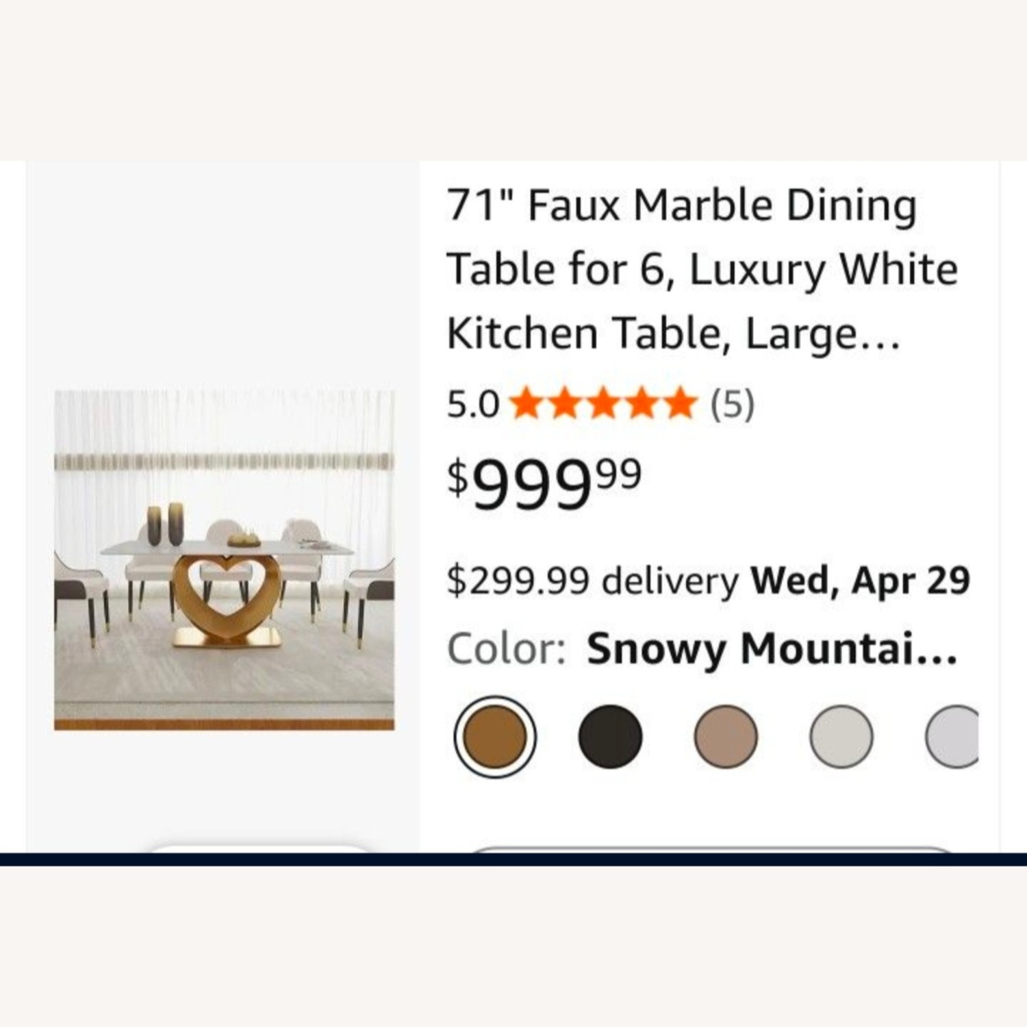 Amazon Marble Dining Table for 6  - image-4