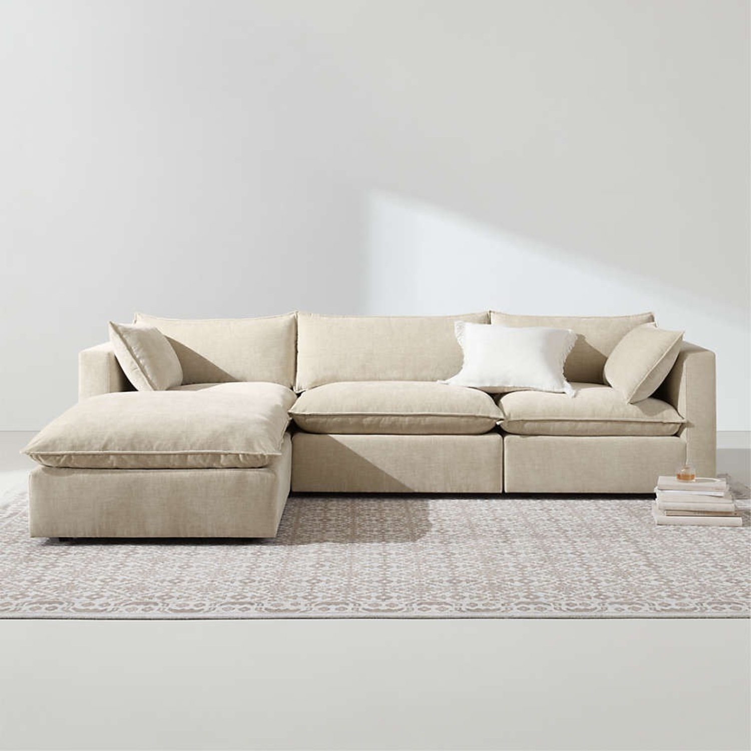  Crate & Barrel Lotus Deep Sectional W Chaise - image-2