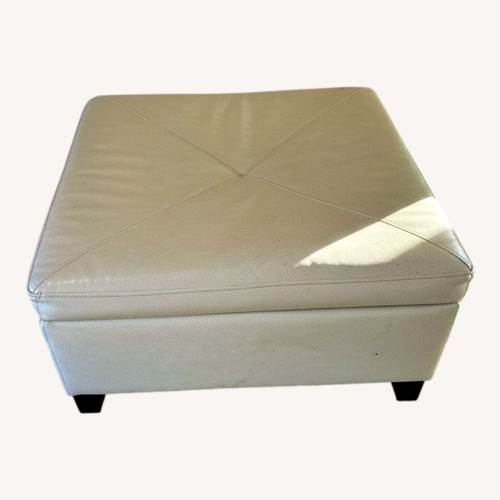 Used Cream Colored Storage Ottoman Faux Leather for sale on AptDeco