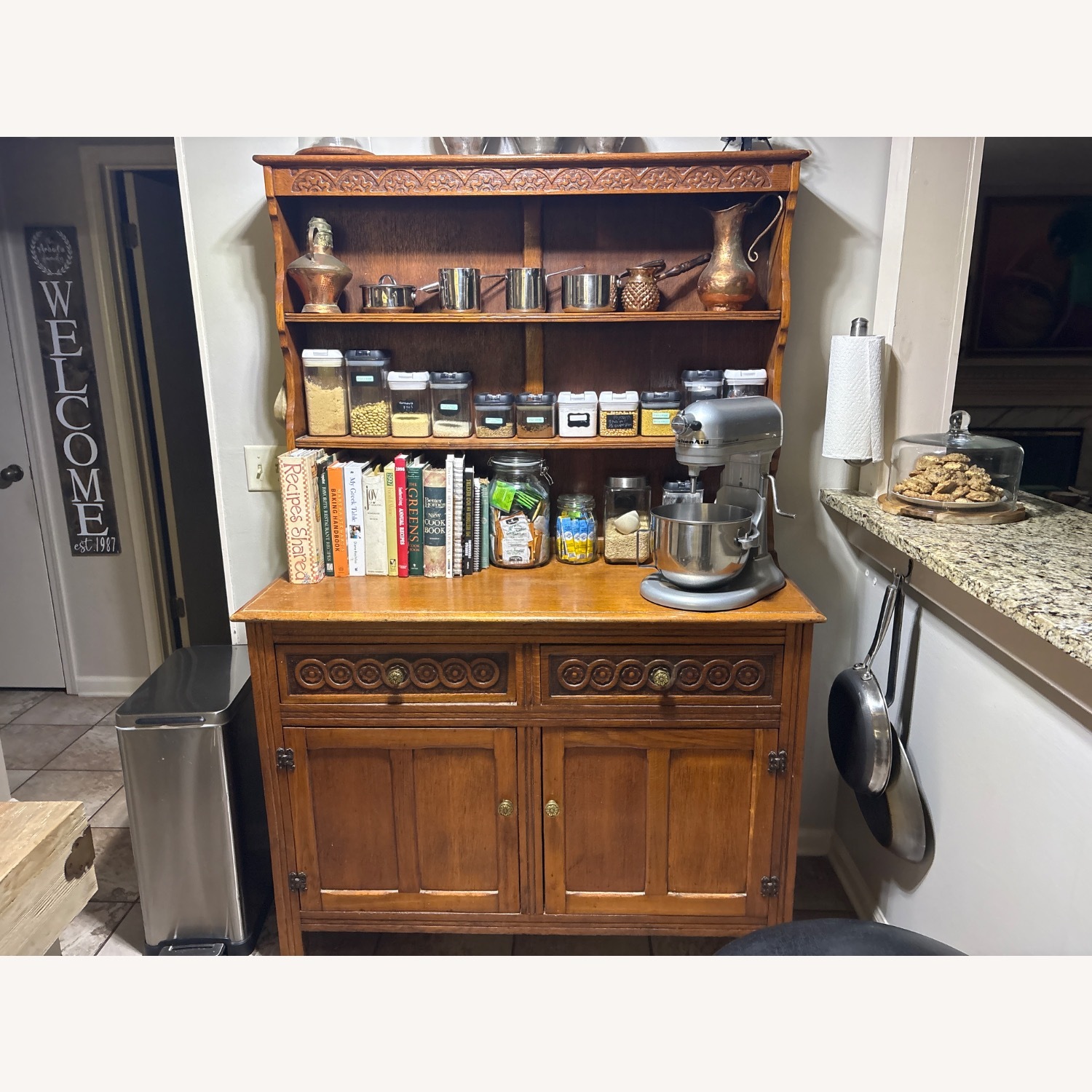 Vintage/Antique Natural Wood Sideboard - image-2