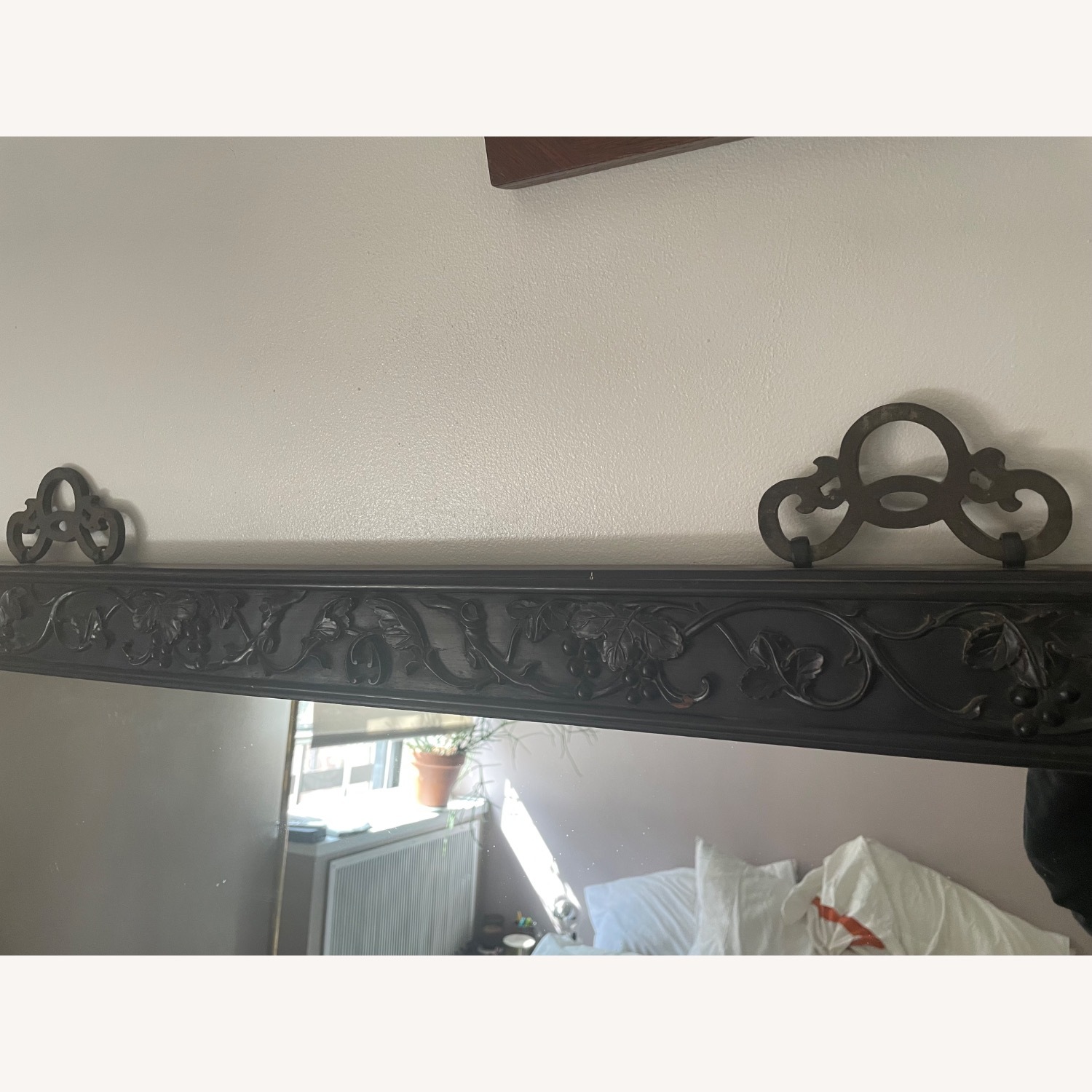 Black Wood Mirror W Relief Frame Design - image-4