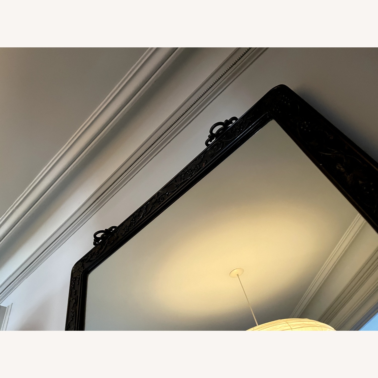 Black Wood Mirror W Relief Frame Design - image-2