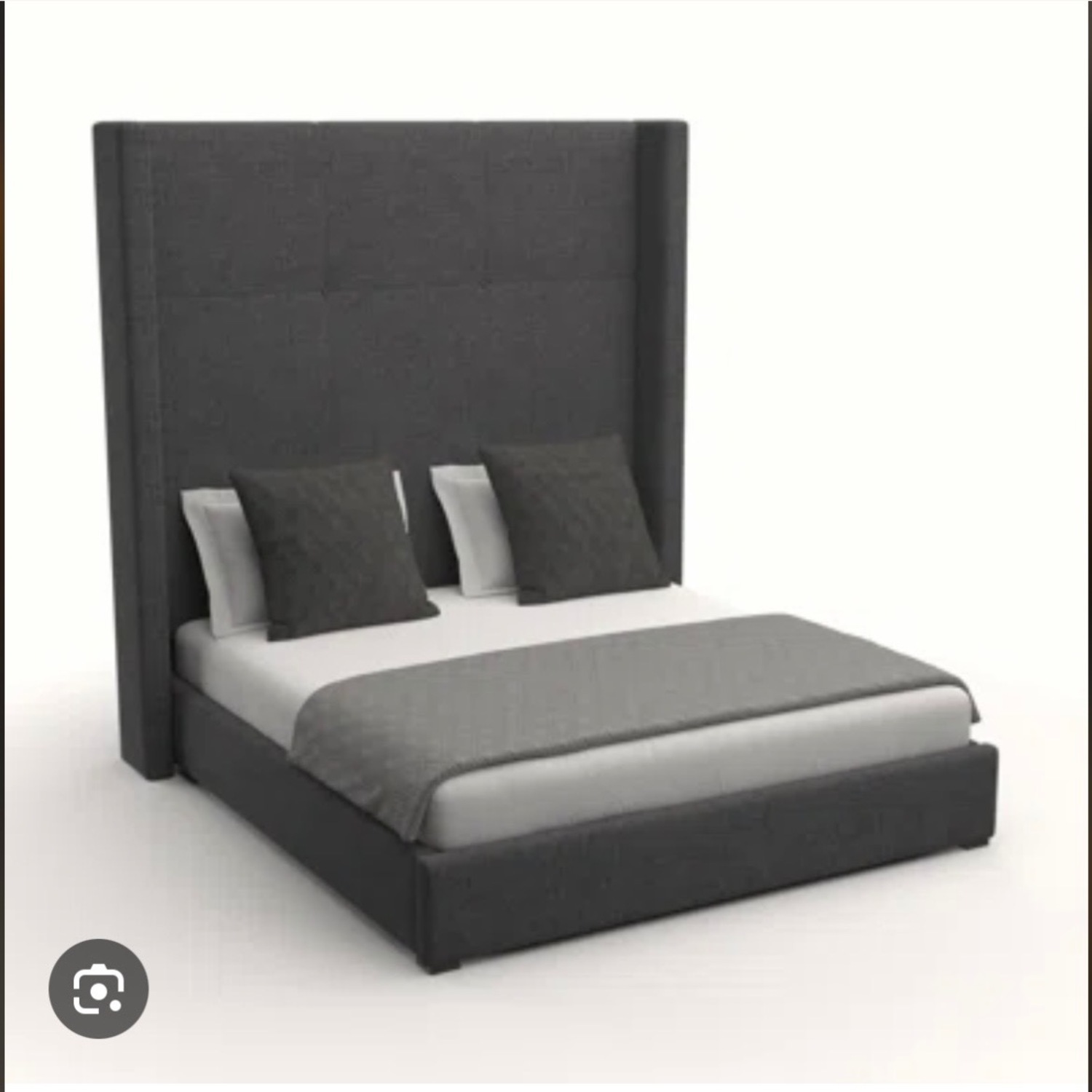 Akain Dark Gray Fabric Queen Bed - image-2