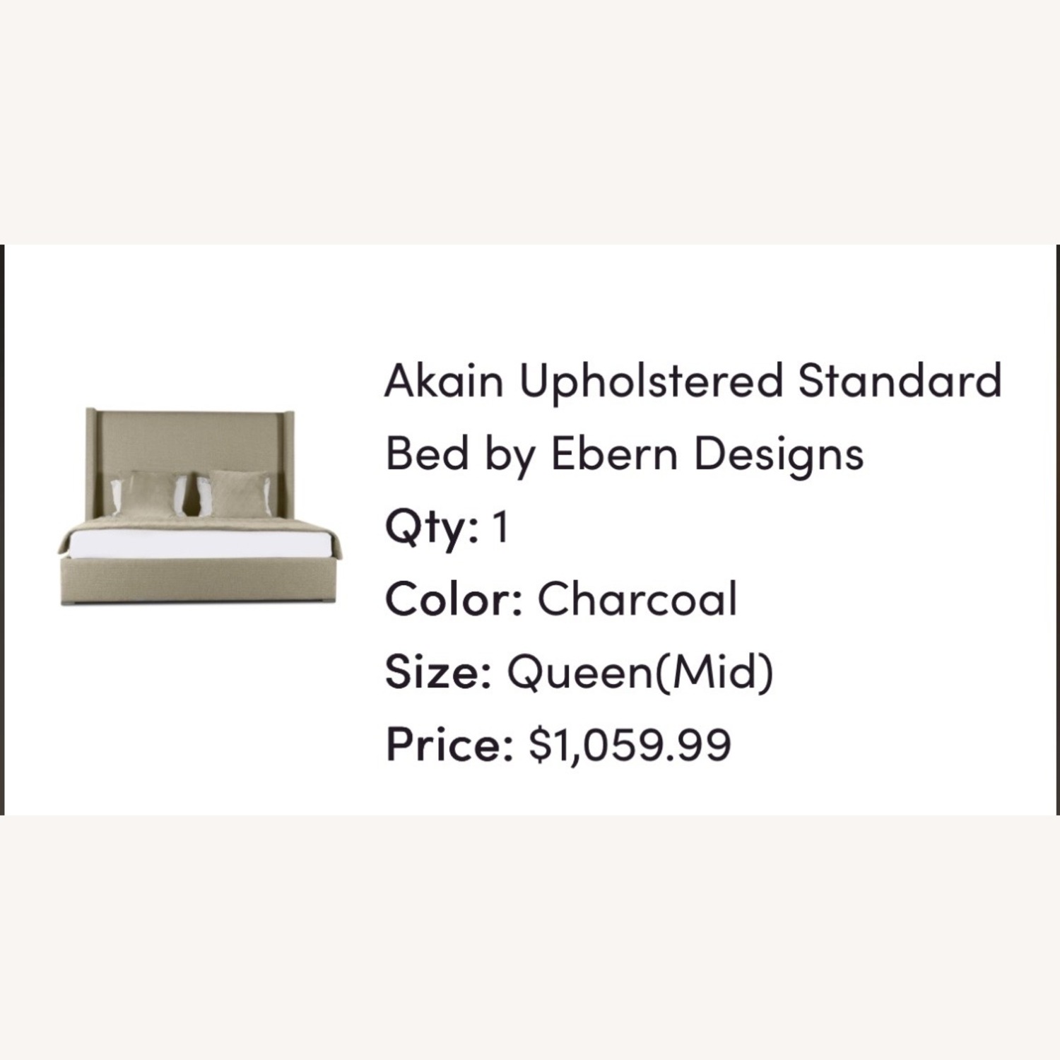 Akain Dark Gray Fabric Queen Bed - image-7