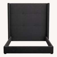 Akain Dark Gray Fabric Queen Bed