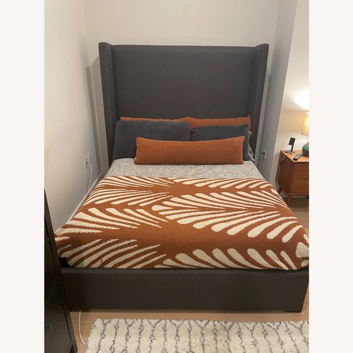 Used Akain Dark Gray Fabric Queen Bed for sale on AptDeco