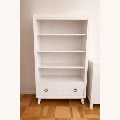 Used White Bookshelf with Drawer for sale on AptDeco