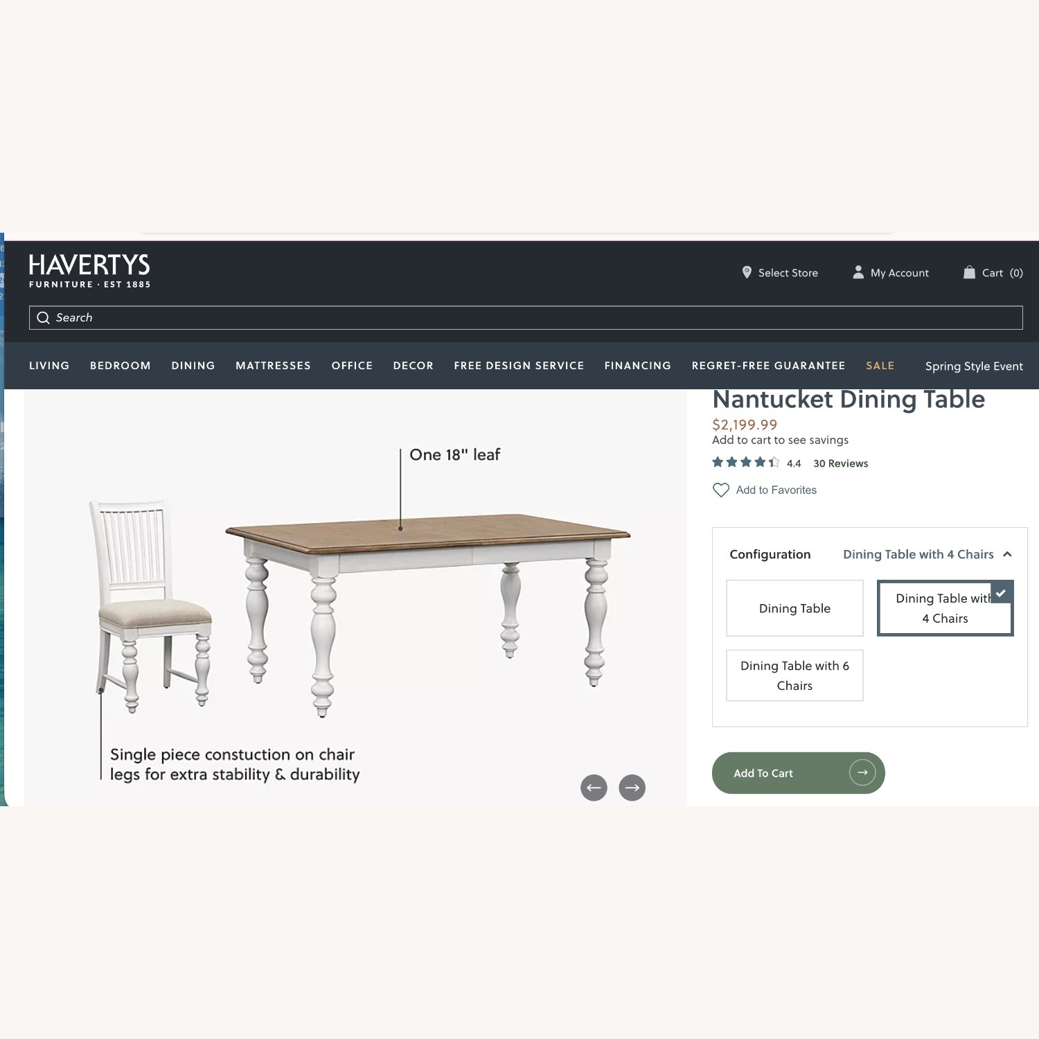 Havertys Dining tTable with 4 Chairs - image-1