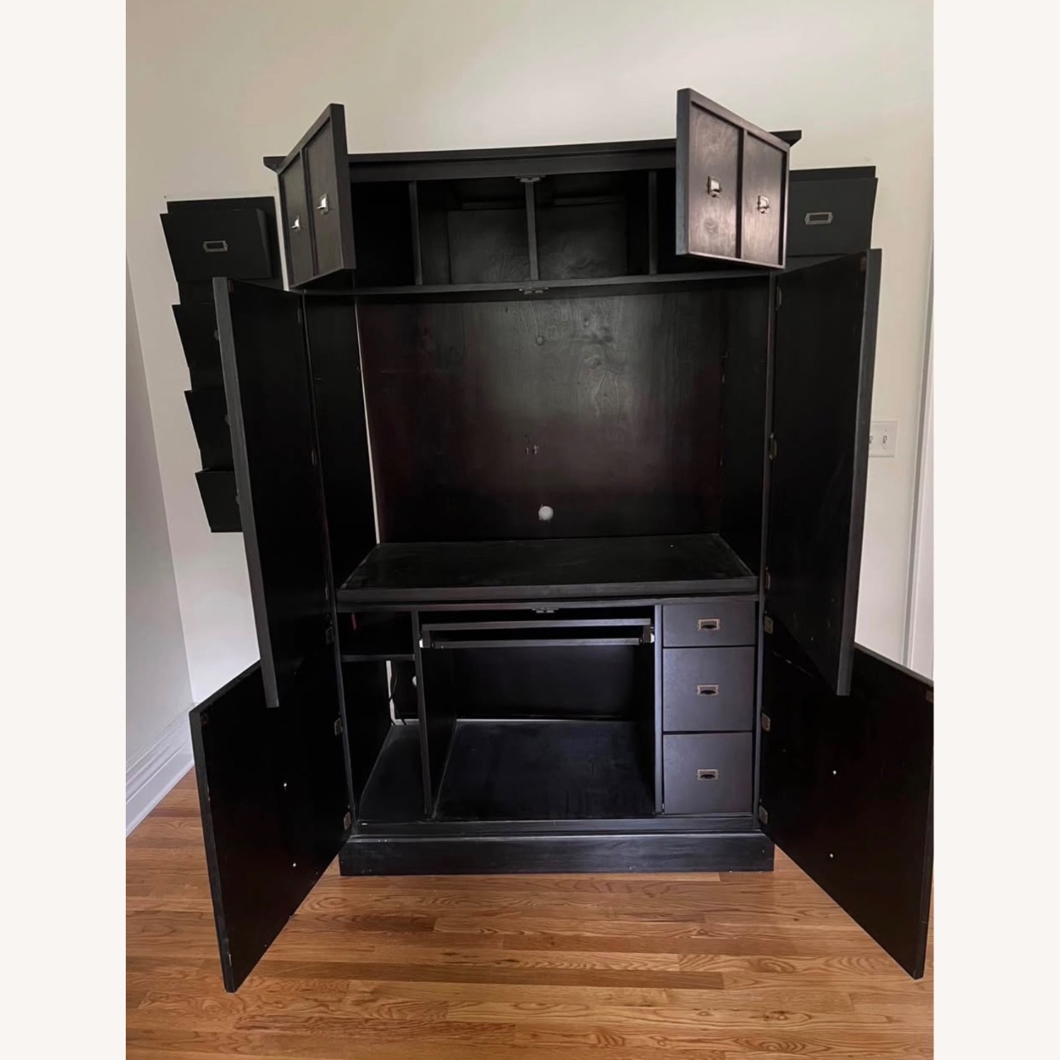 Black Wood Computer/Media Storage - image-2