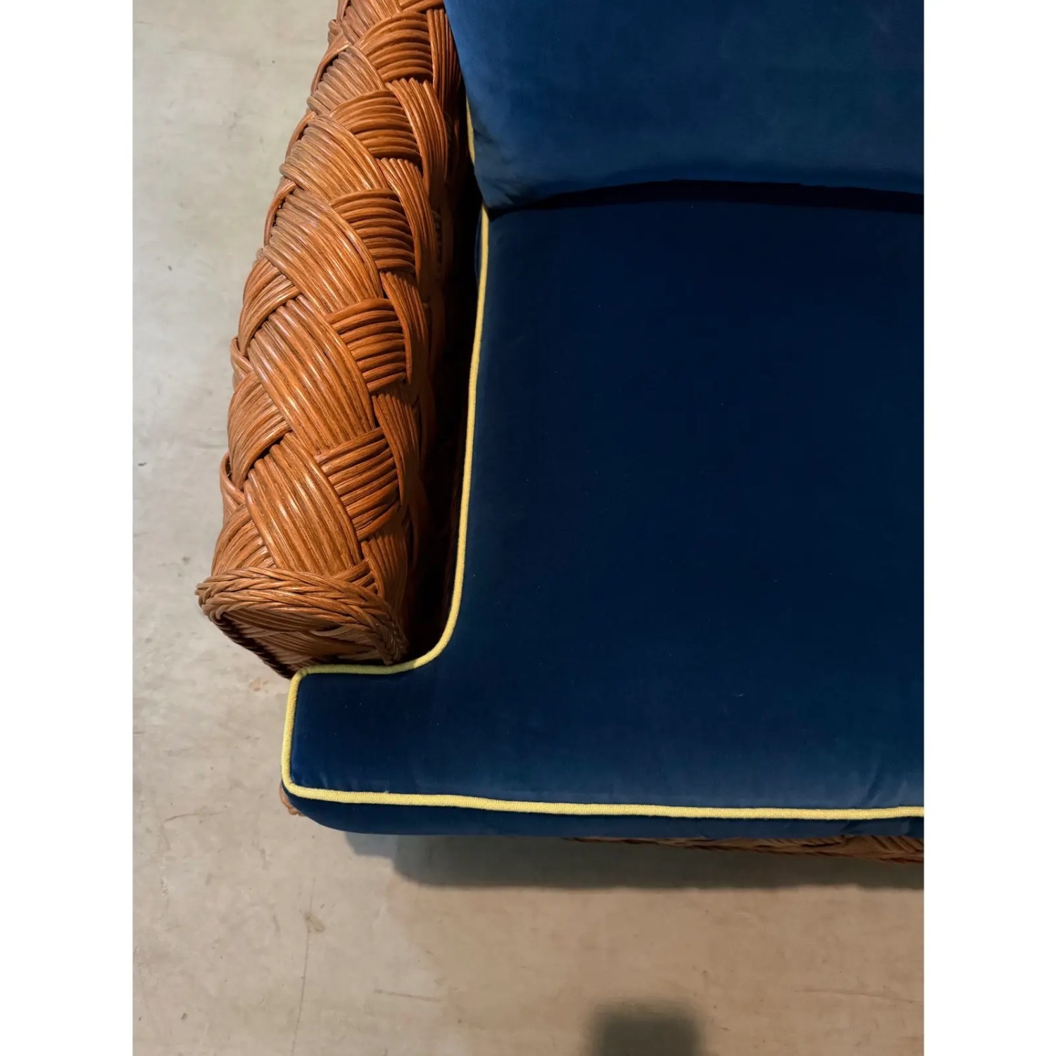 Walters Wicker Blue Velvet 3+ Seater Sofa - image-7