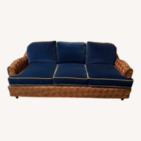 Walters Wicker Blue Velvet 3+ Seater Sofa