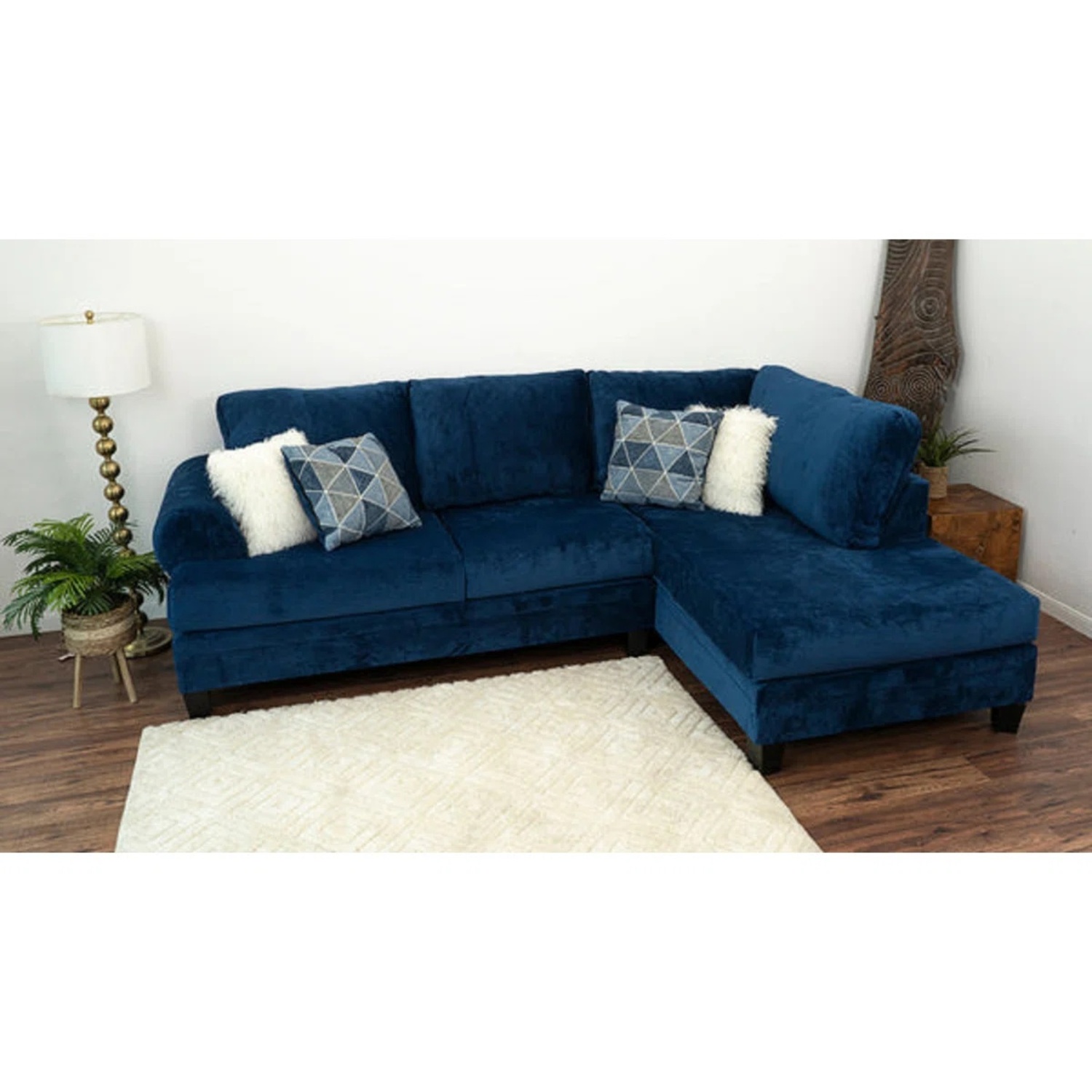Blue 2 Piece Sectional Sofa and Ottoman  - image-4