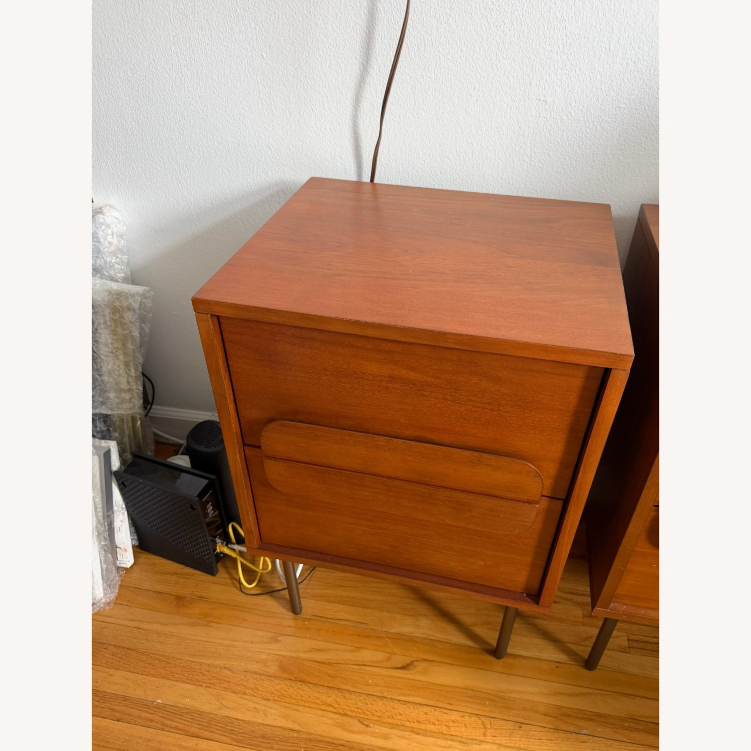 West Elm Dark Brown Gemini Nightstands (18") - image-1