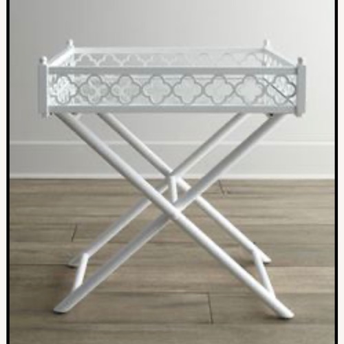 Used White Mirrored  Tray Table for sale on AptDeco