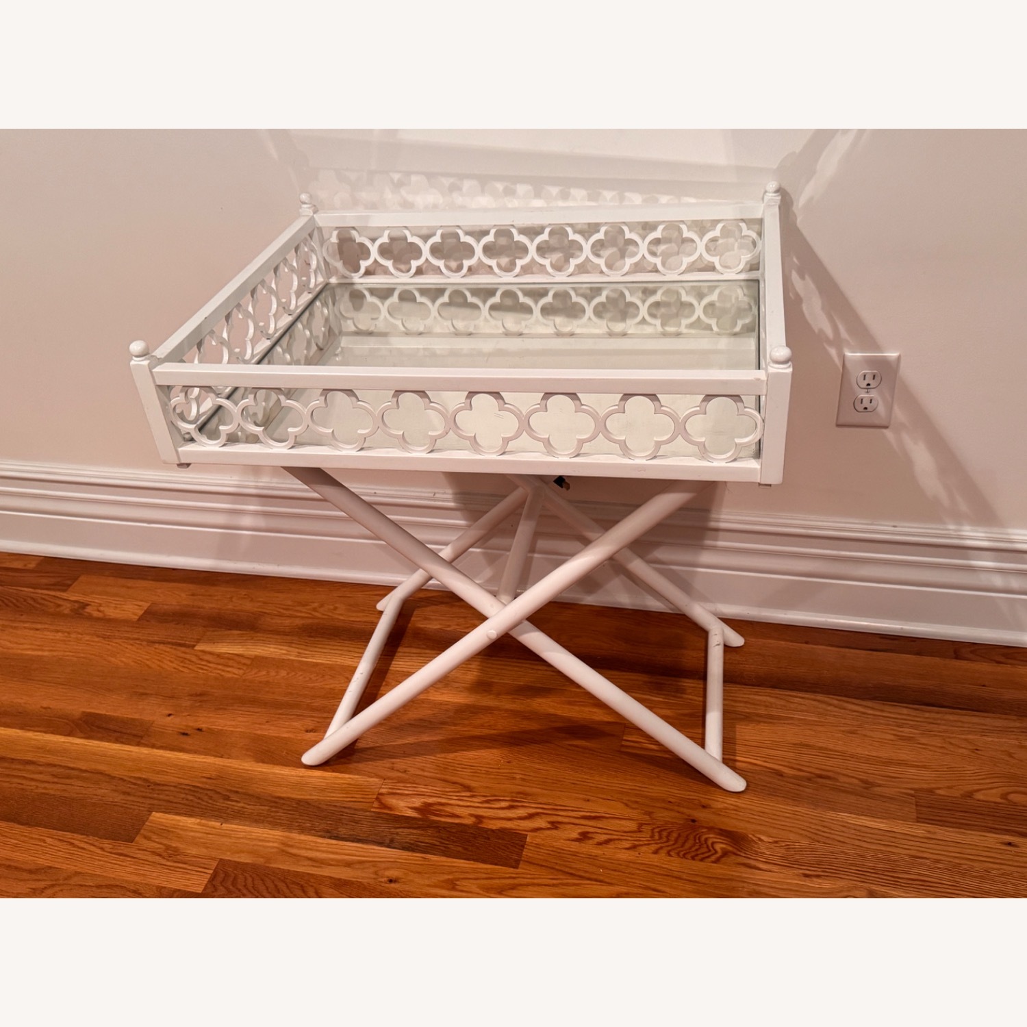 White Mirrored  Tray Table - image-2