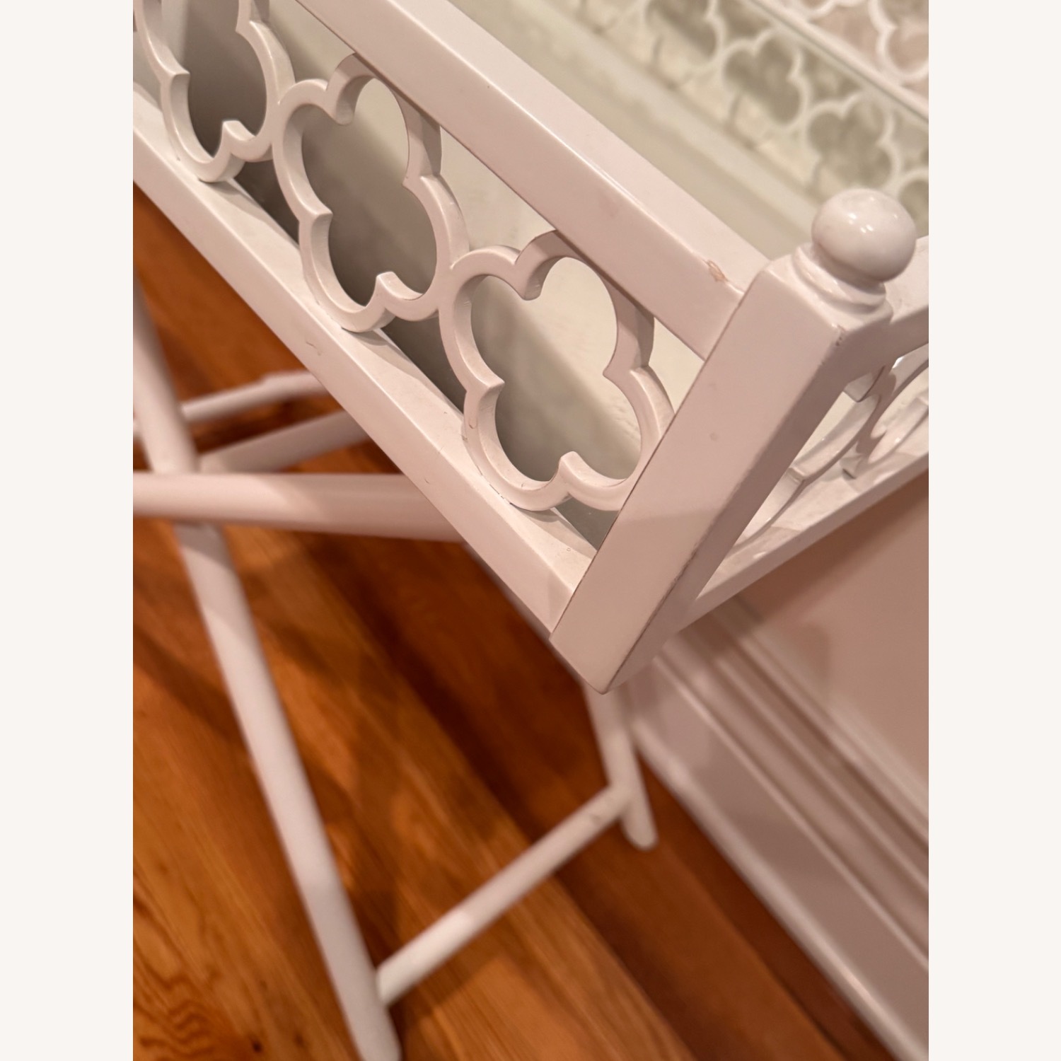 White Mirrored  Tray Table - image-3