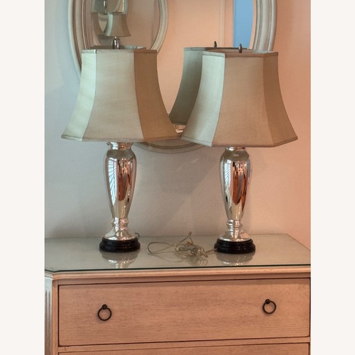 Used Mercury Table Lamps with Taupe Skin Pagoda Shades for sale on AptDeco