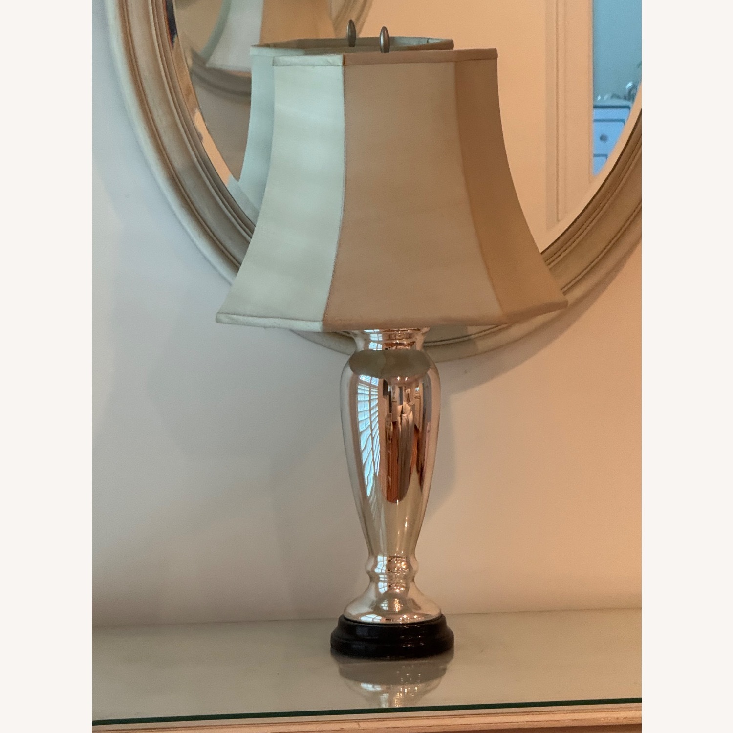 Mercury Table Lamps with Taupe Skin Pagoda Shades - image-3