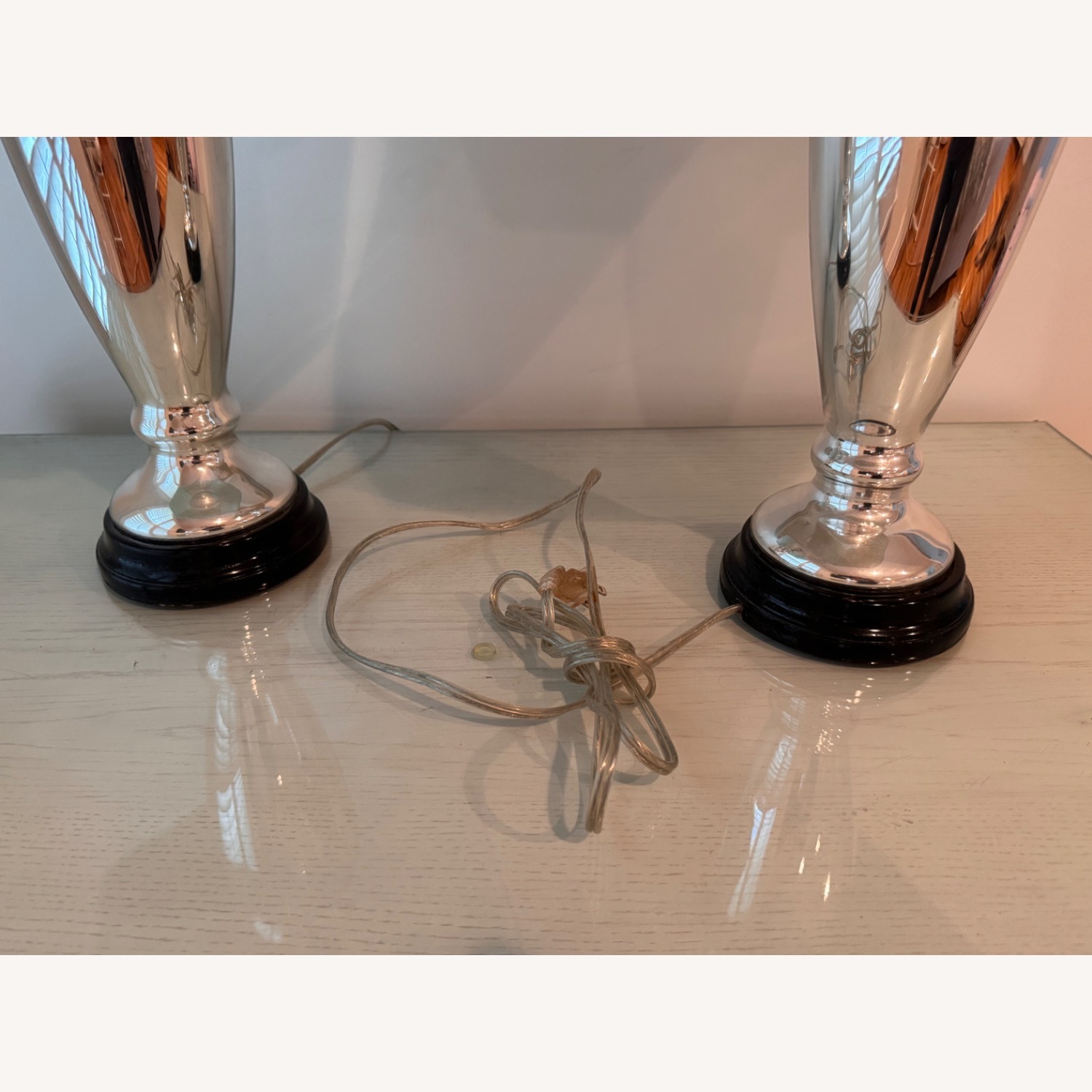 Mercury Table Lamps with Taupe Skin Pagoda Shades - image-4