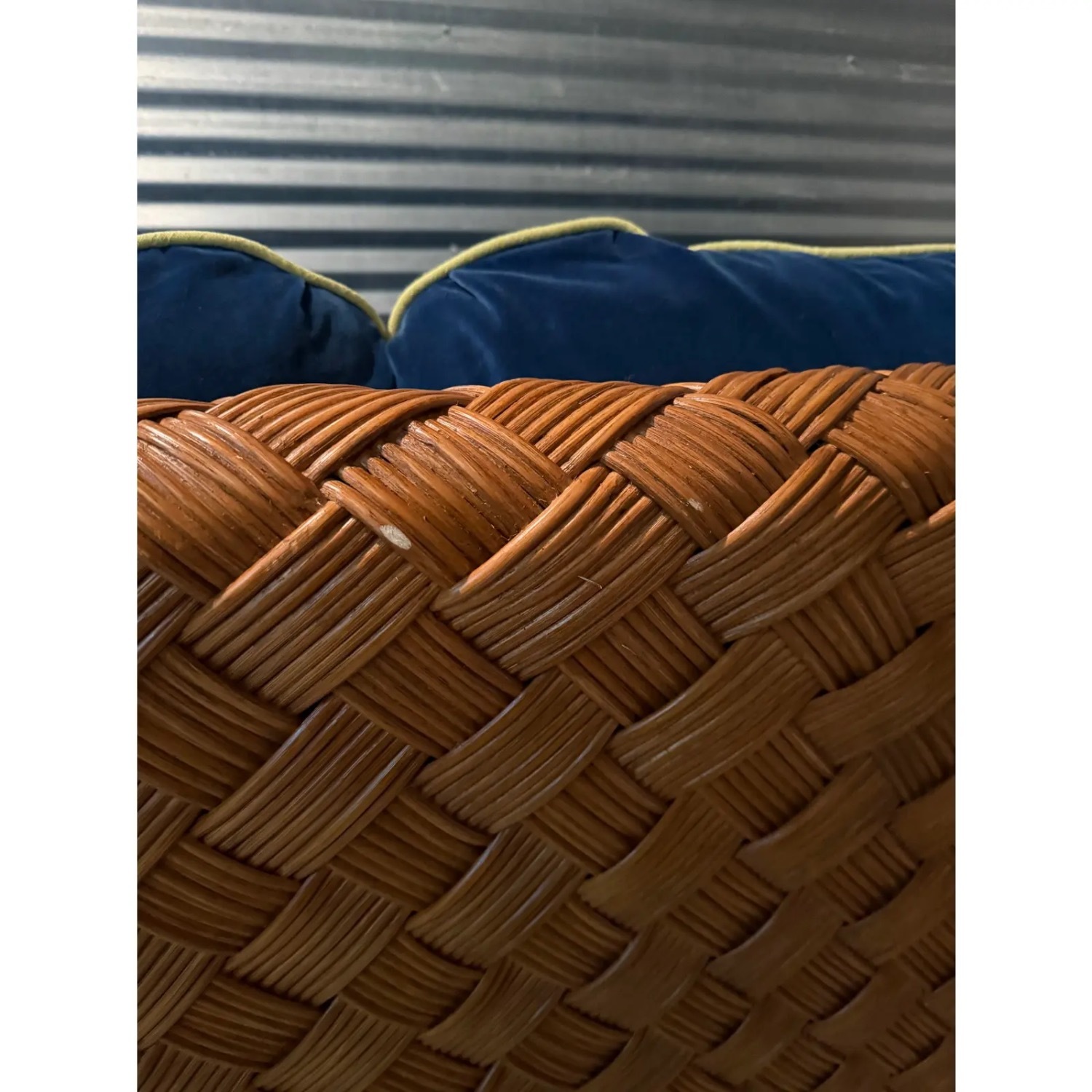 96" Walters Wicker Blue Velvet 3+ Seater Sofa - image-9