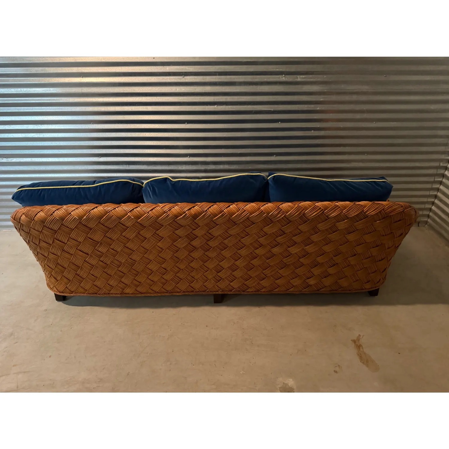 96" Walters Wicker Blue Velvet 3+ Seater Sofa - image-4