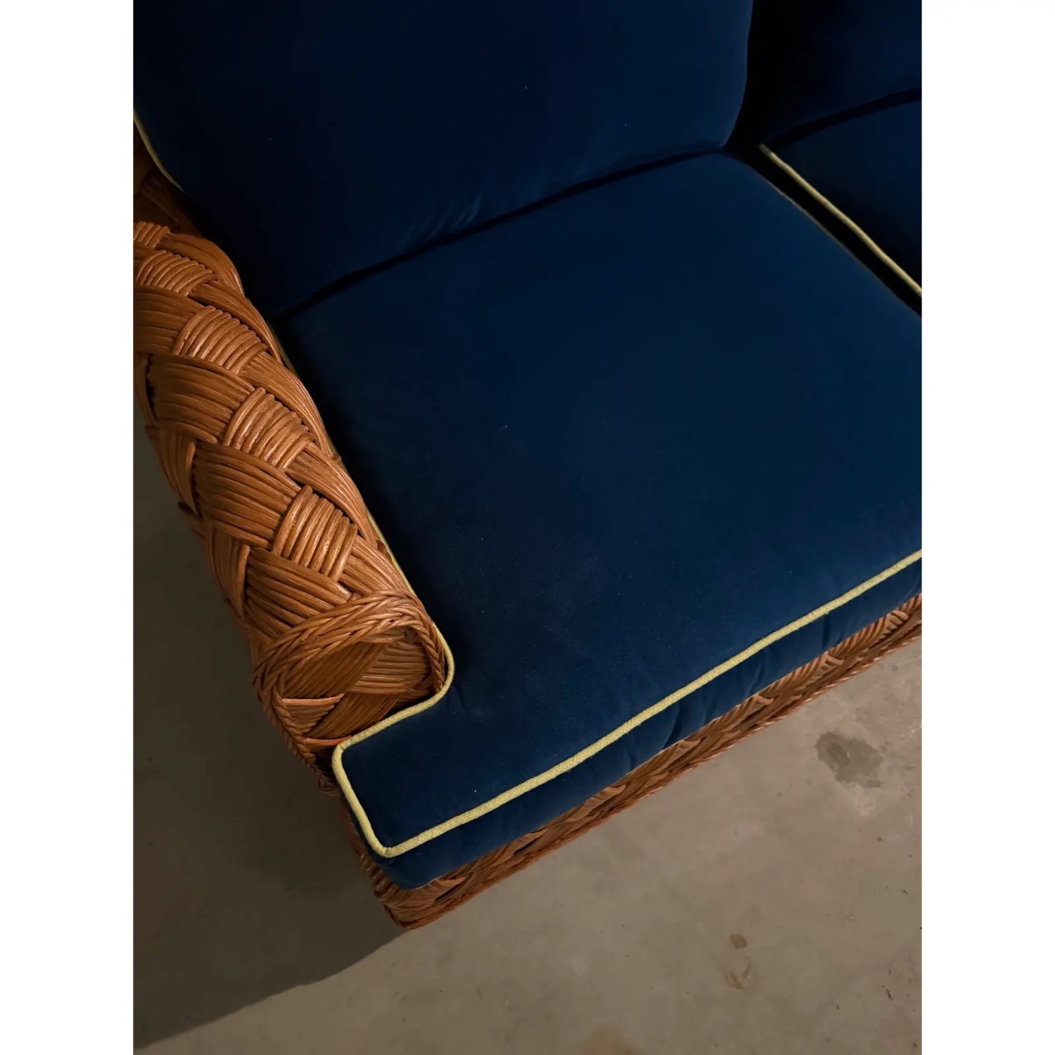 96" Walters Wicker Blue Velvet 3+ Seater Sofa - image-6