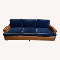 96" Walters Wicker Blue Velvet 3+ Seater Sofa