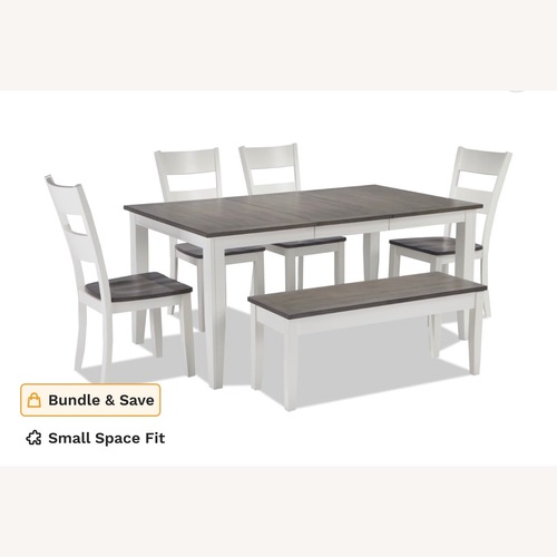 Used Bob's Discount Furniture Blake 6pc Dining Set white and Gray for sale on AptDeco