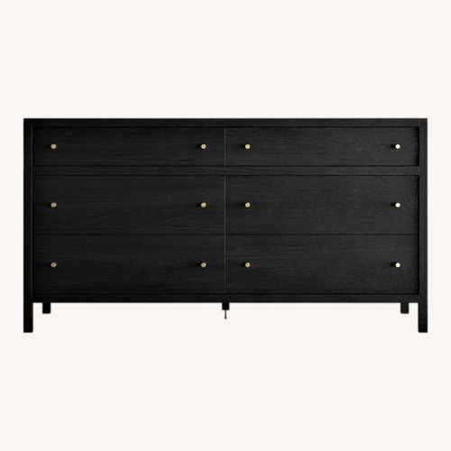 Used Crate & Barrel Keane 64" Black Solid Wood 6-Drawer Dresser for sale on AptDeco