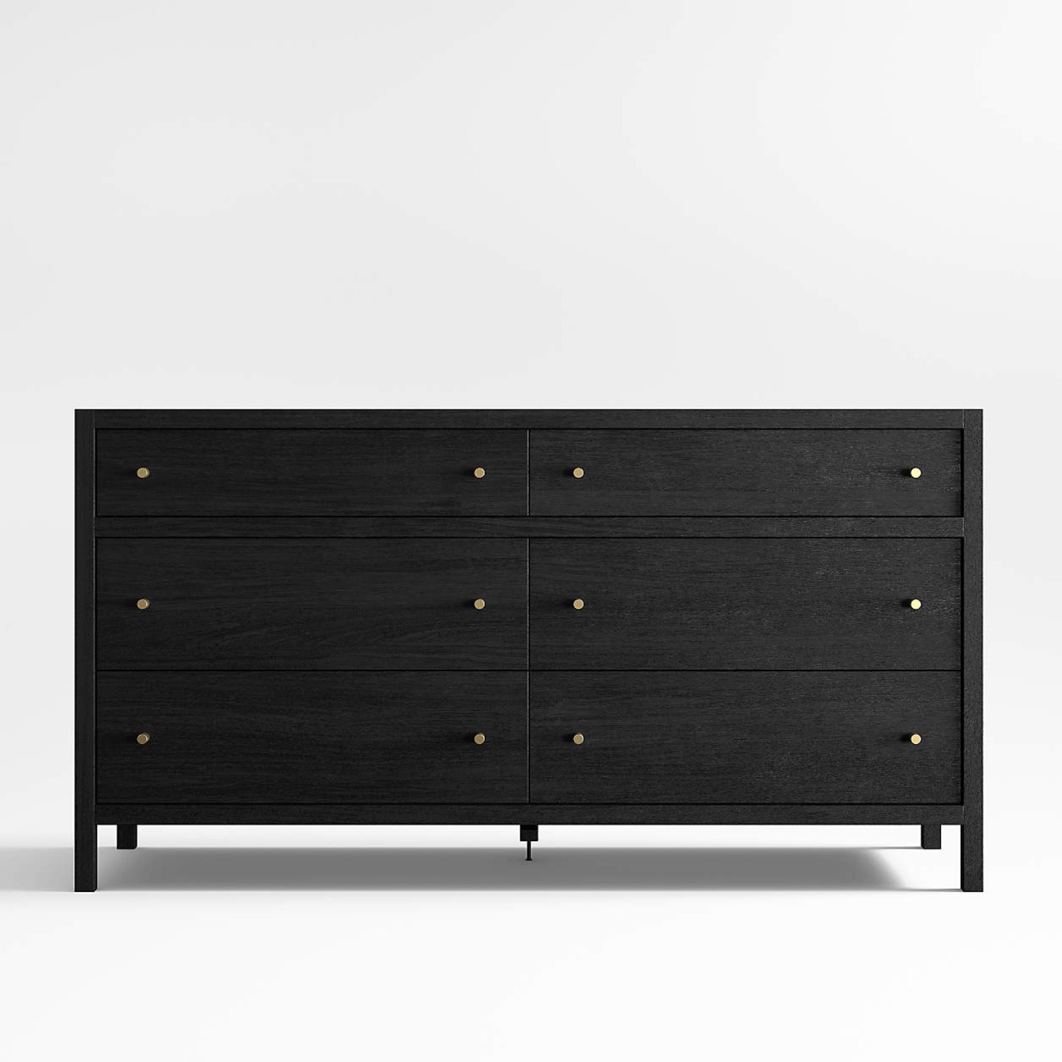 Crate & Barrel Keane 64" Black Solid Wood 6-Drawer Dresser - image-6