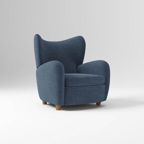 Used West Elm Jodi Recliner Navy Linen for sale on AptDeco
