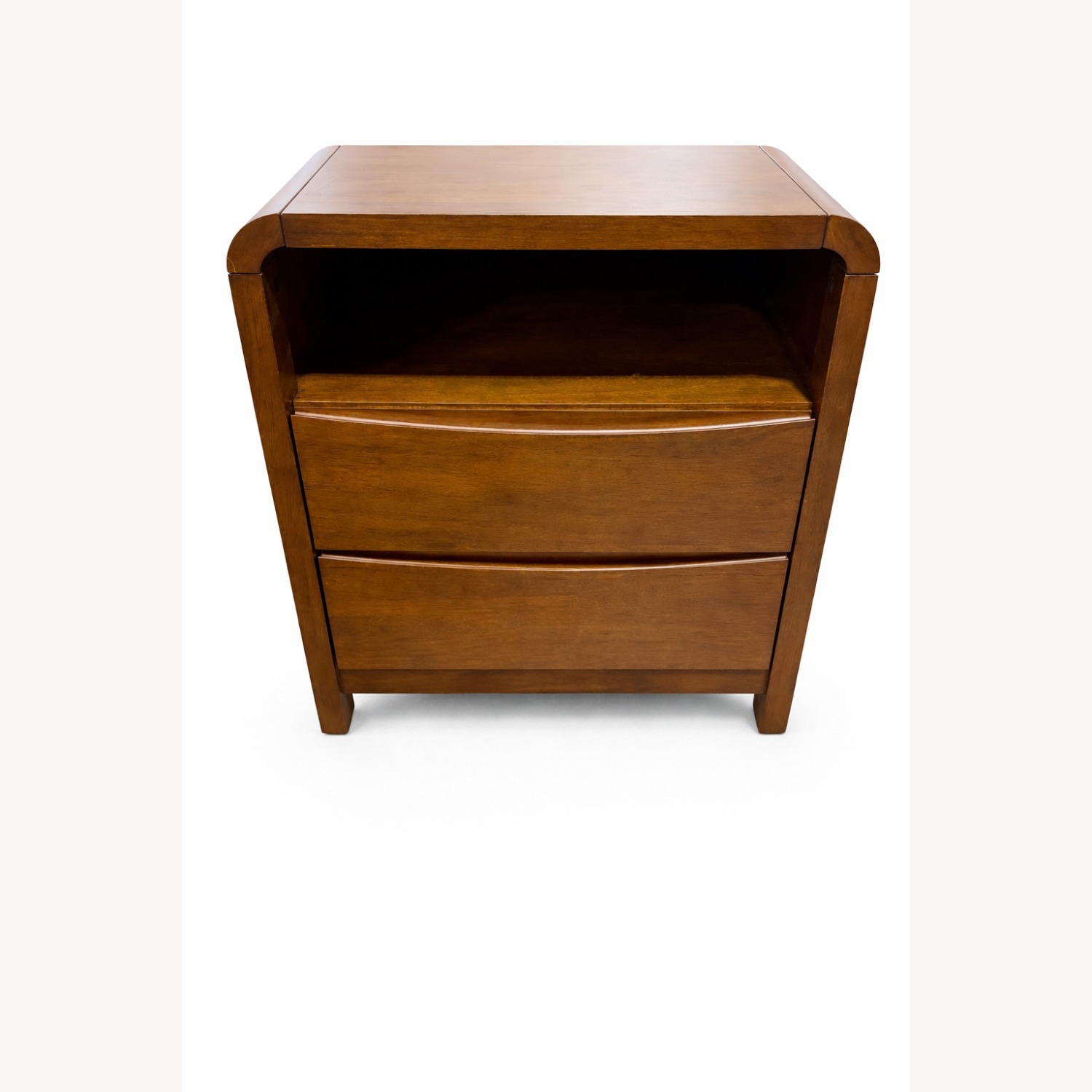 Dark Brown Wood Nightstand - image-1