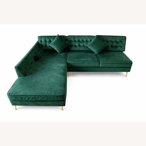 Used Green Velvet 2 Piece Sectional for sale on AptDeco