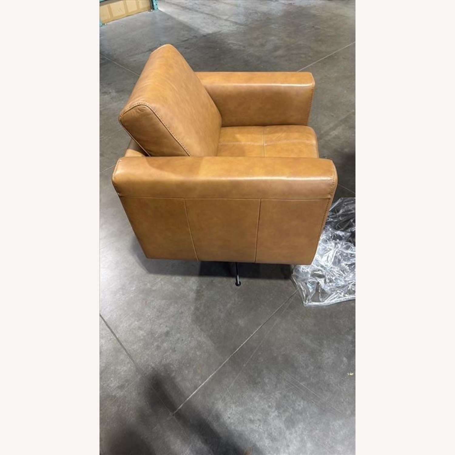 Light Brown Leather Armchair - image-3