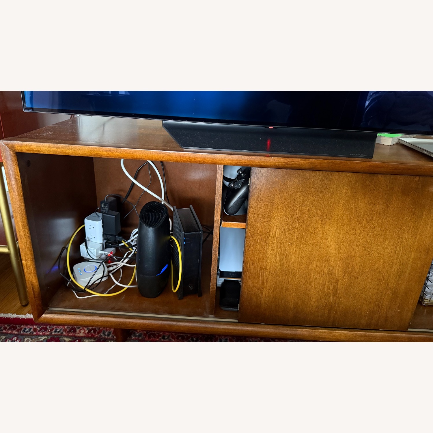 Dark Brown Wood Media Storage - image-3