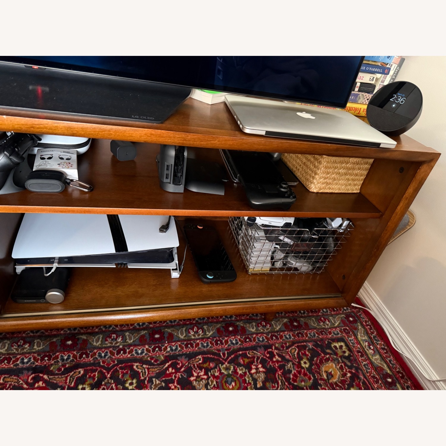 Dark Brown Wood Media Storage - image-4