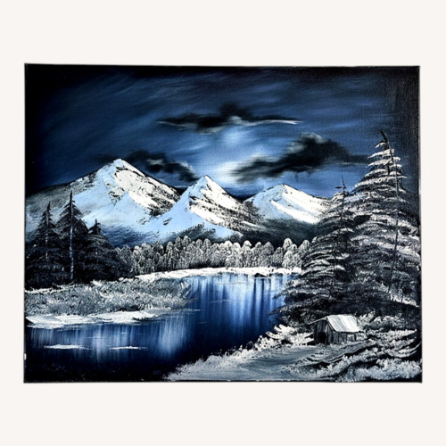 Used Winter Mountain Landscape Oil Painting for sale on AptDeco