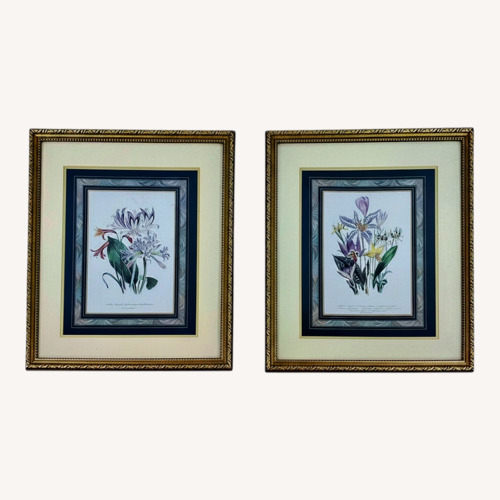 Used Antique Pair of Framed Botanical Floral Prints for sale on AptDeco