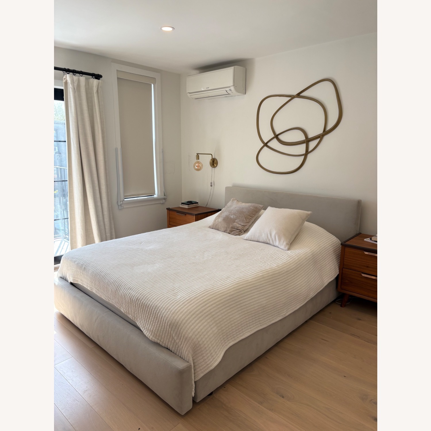 Room & Board Wyatt Light Gray Velvet Queen Bed - image-3