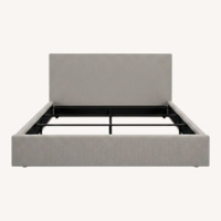 Room & Board Wyatt Light Gray Velvet Queen Bed