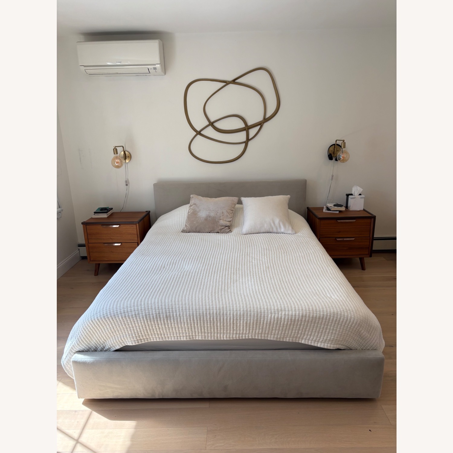 Room & Board Wyatt Light Gray Velvet Queen Bed - image-2