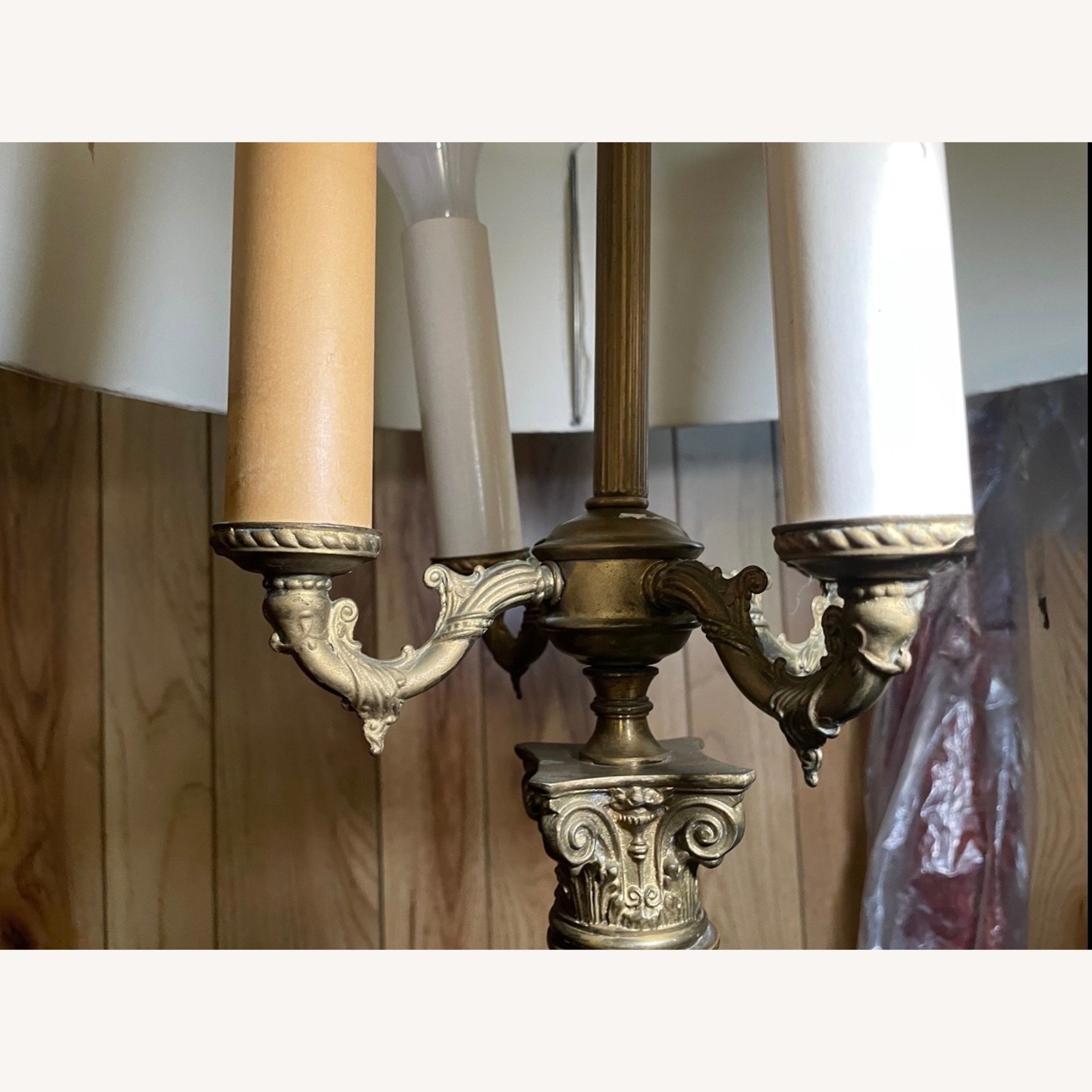 Vintage Heavy Crystal & Brass Table Lamp   - image-6